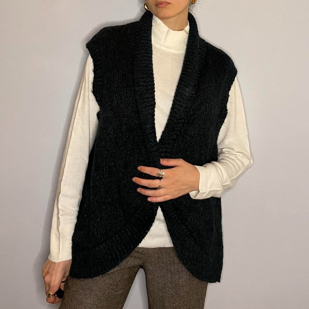 Green cotton, alpaca, mohair blend knit vest